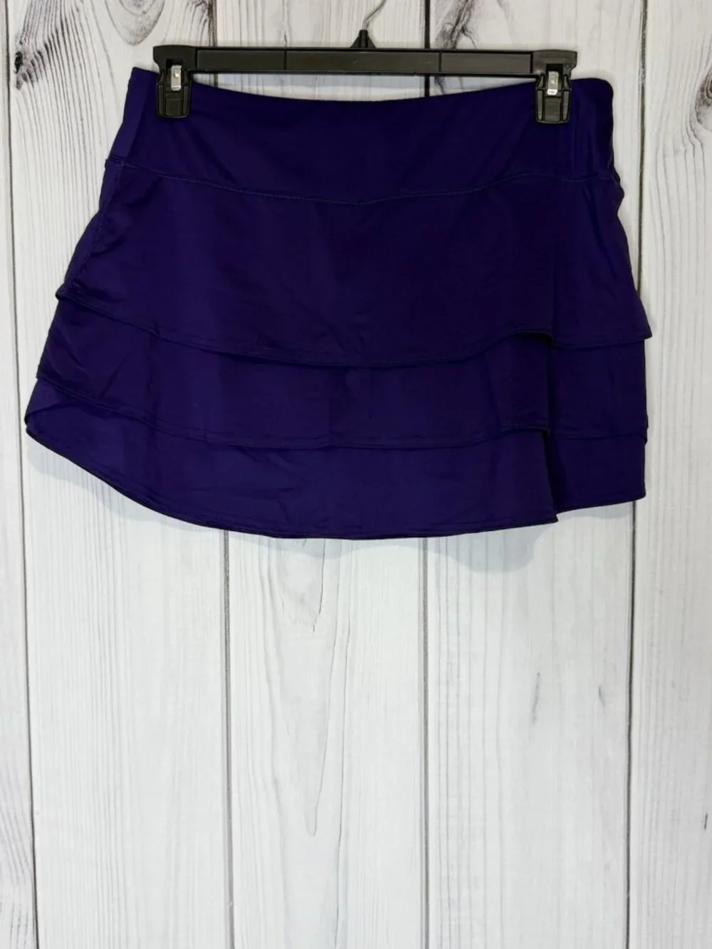 Athleta Swagger Tiered Tennis Skort Skirt Sz Large Deep Purple Drawstring